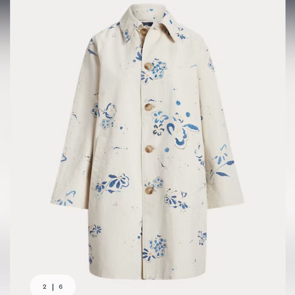 ISO Ralph Lauren Floral Motif Canvas Coat